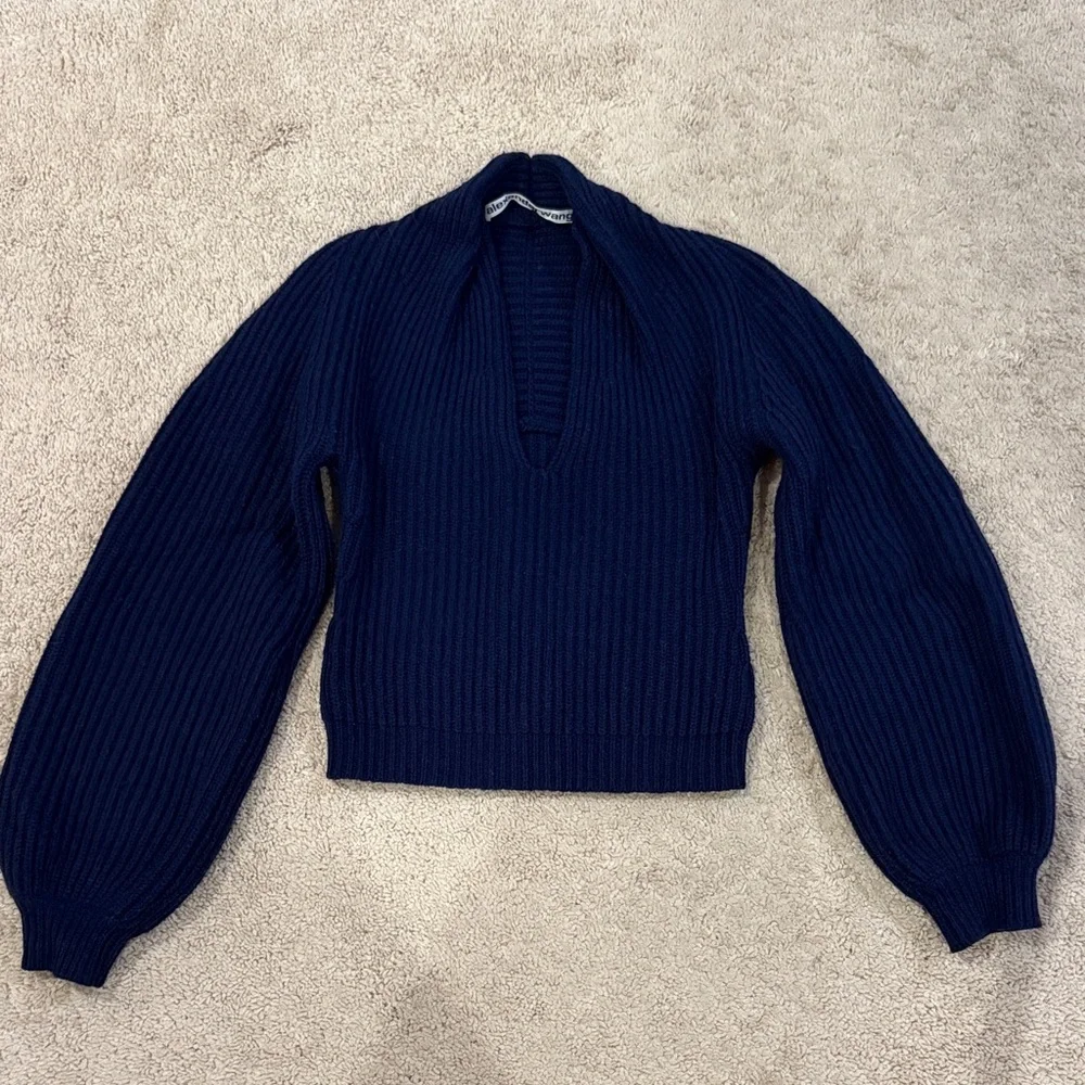 Alexander Wang Deep Blue V-Neck Sweater - Picture 1 of 2